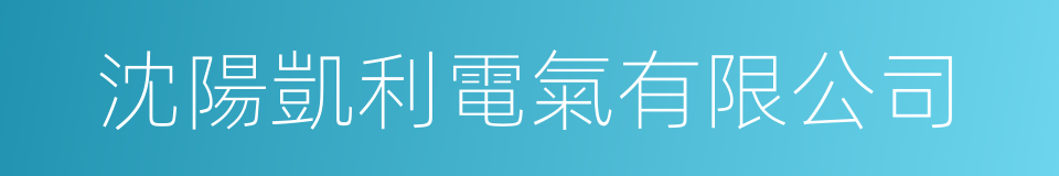 沈陽凱利電氣有限公司的同義詞