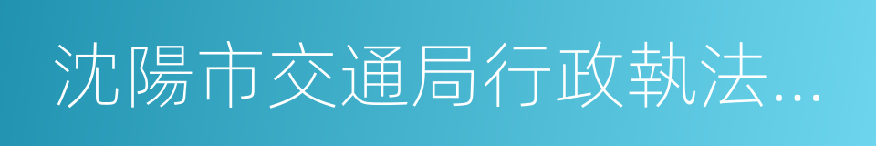 沈陽市交通局行政執法支隊的同義詞