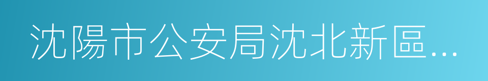 沈陽市公安局沈北新區分局的同義詞