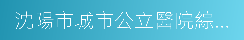 沈陽市城市公立醫院綜合改革實施方案的同義詞