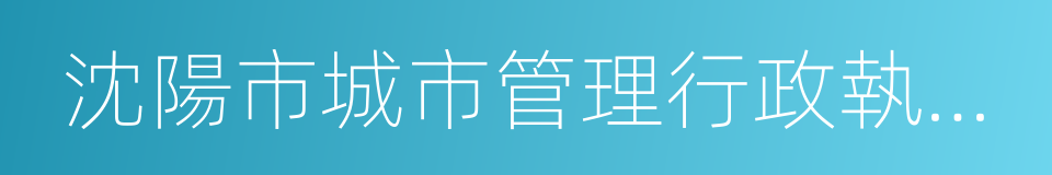 沈陽市城市管理行政執法局的同義詞