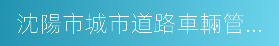 沈陽市城市道路車輛管理辦法的意思