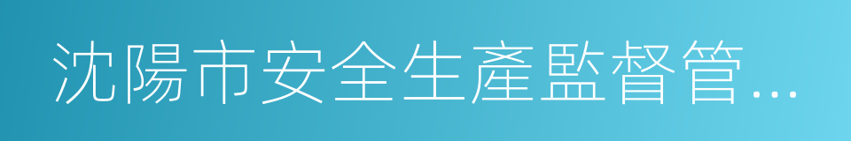 沈陽市安全生產監督管理局的意思