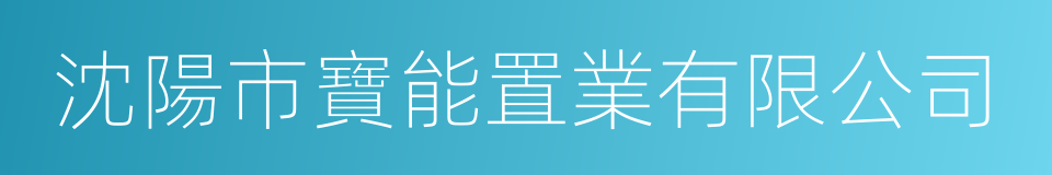 沈陽市寶能置業有限公司的同義詞