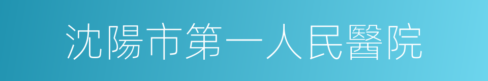 沈陽市第一人民醫院的同義詞