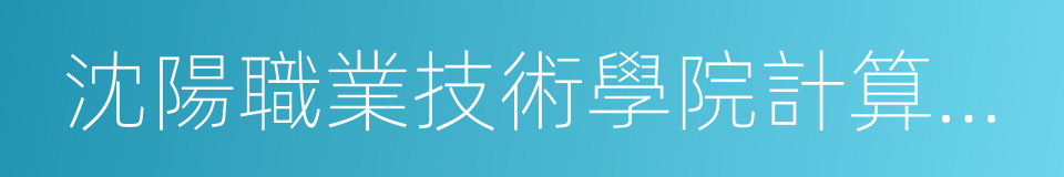 沈陽職業技術學院計算機學院的同義詞