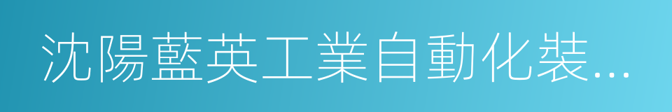 沈陽藍英工業自動化裝備股份有限公司的同義詞
