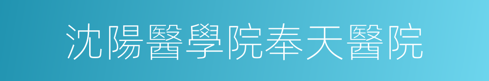 沈陽醫學院奉天醫院的同義詞