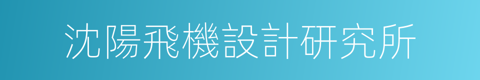 沈陽飛機設計研究所的同義詞