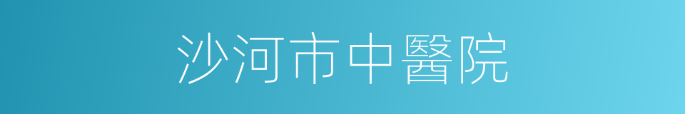 沙河市中醫院的同義詞