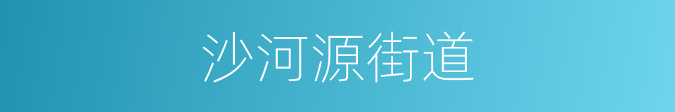 沙河源街道的同义词