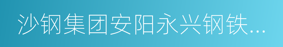 沙钢集团安阳永兴钢铁有限公司的同义词