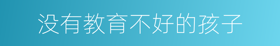 没有教育不好的孩子的意思