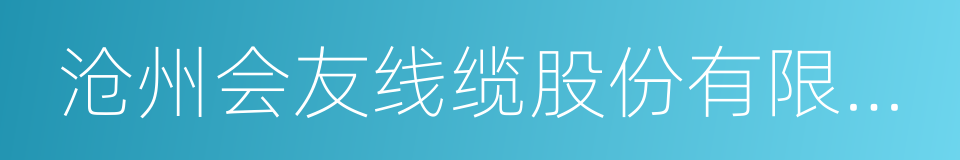 沧州会友线缆股份有限公司的同义词