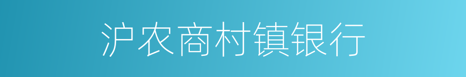 沪农商村镇银行的同义词