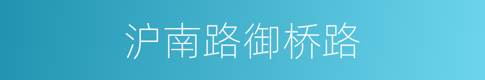 沪南路御桥路的同义词