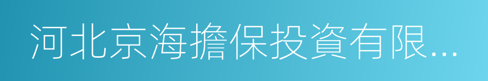 河北京海擔保投資有限公司的同義詞