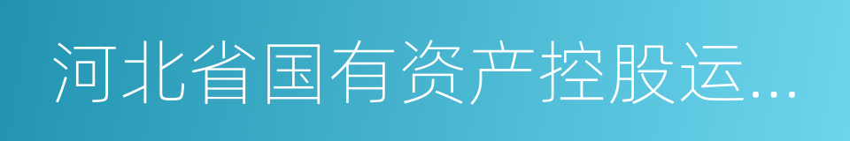 河北省国有资产控股运营有限公司的同义词