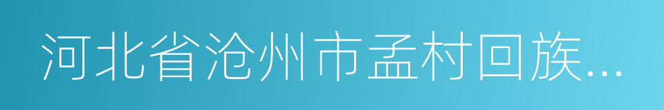 河北省沧州市孟村回族自治县的同义词