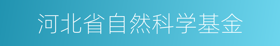 河北省自然科学基金的同义词