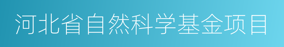 河北省自然科学基金项目的同义词