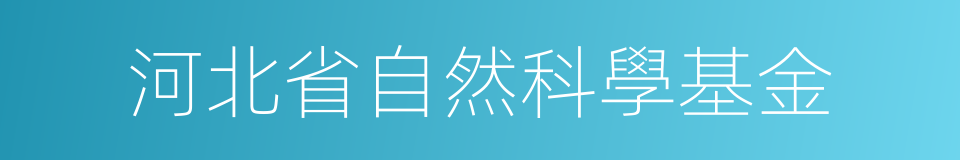 河北省自然科學基金的同義詞