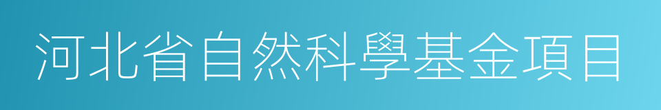 河北省自然科學基金項目的同義詞