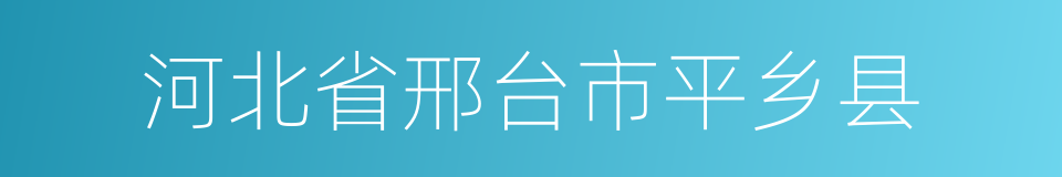 河北省邢台市平乡县的同义词