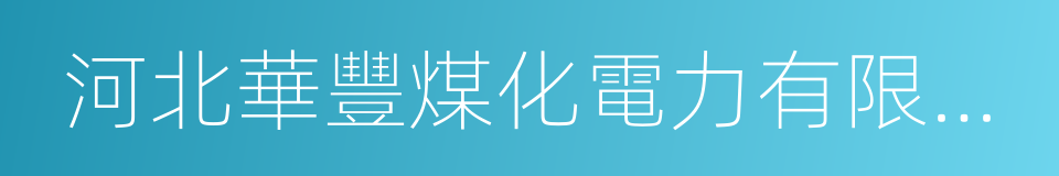 河北華豐煤化電力有限公司的同義詞