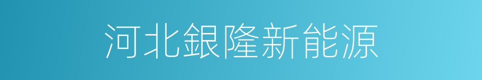 河北銀隆新能源的同義詞