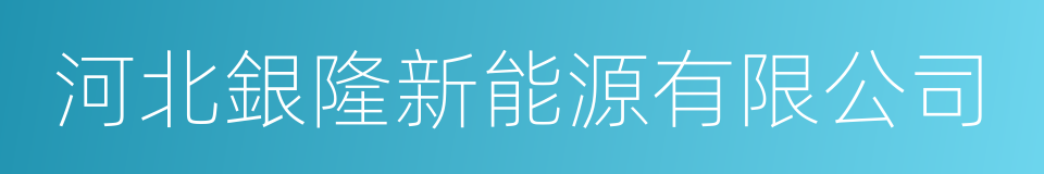 河北銀隆新能源有限公司的同義詞