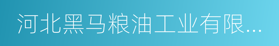 河北黑马粮油工业有限责任公司的同义词