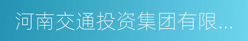 河南交通投资集团有限公司的同义词