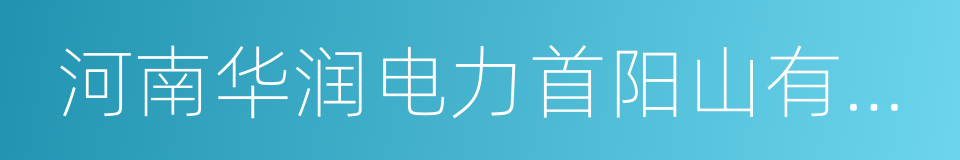 河南华润电力首阳山有限公司的同义词