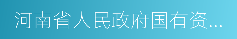 河南省人民政府国有资产监督管理委员会的同义词