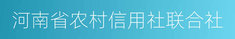 河南省农村信用社联合社的意思