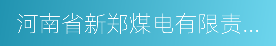 河南省新郑煤电有限责任公司的同义词