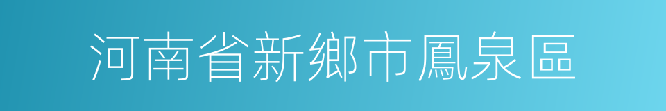 河南省新鄉市鳳泉區的同義詞