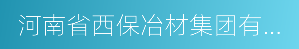 河南省西保冶材集团有限公司的同义词