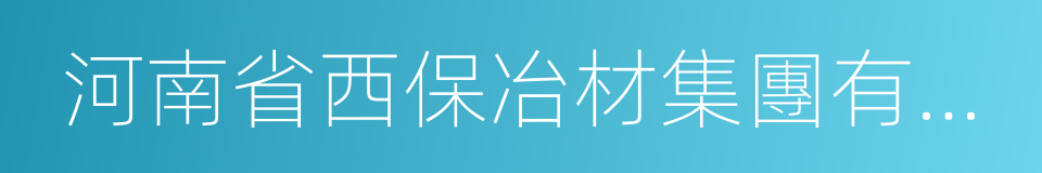 河南省西保冶材集團有限公司的同義詞