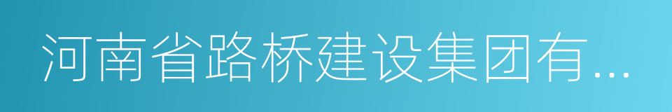 河南省路桥建设集团有限公司的同义词