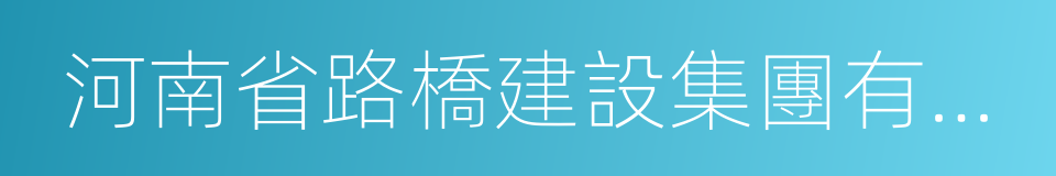 河南省路橋建設集團有限公司的同義詞