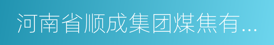 河南省顺成集团煤焦有限公司的同义词