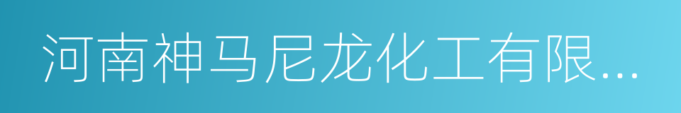 河南神马尼龙化工有限责任公司的同义词