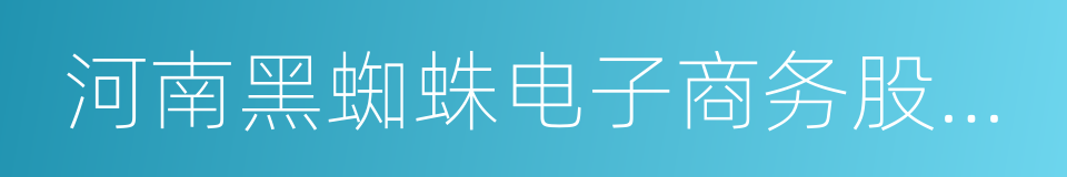 河南黑蜘蛛电子商务股份有限公司的同义词