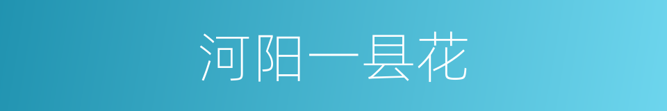 河阳一县花的意思