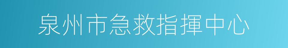 泉州市急救指揮中心的意思