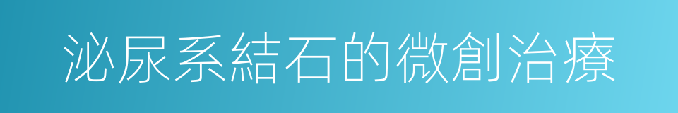 泌尿系結石的微創治療的同義詞