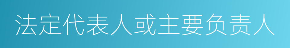 法定代表人或主要负责人的同义词