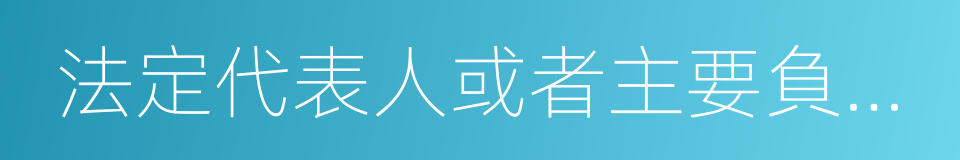 法定代表人或者主要負責人的同義詞